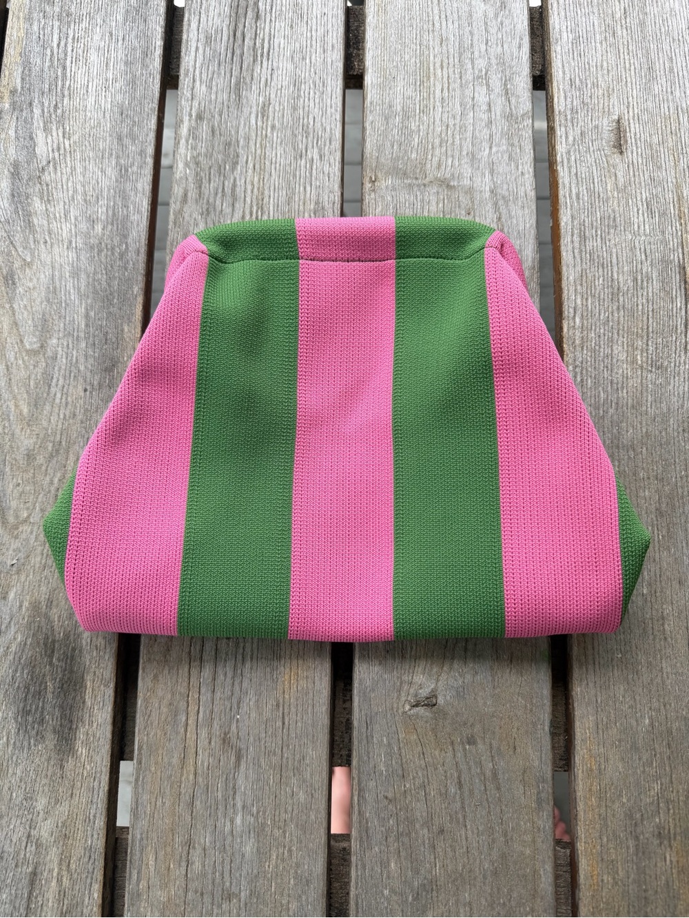 Woven Pink & Green Summer Watermelon Striped Clutch